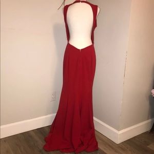 Red Backless Embellished Dress